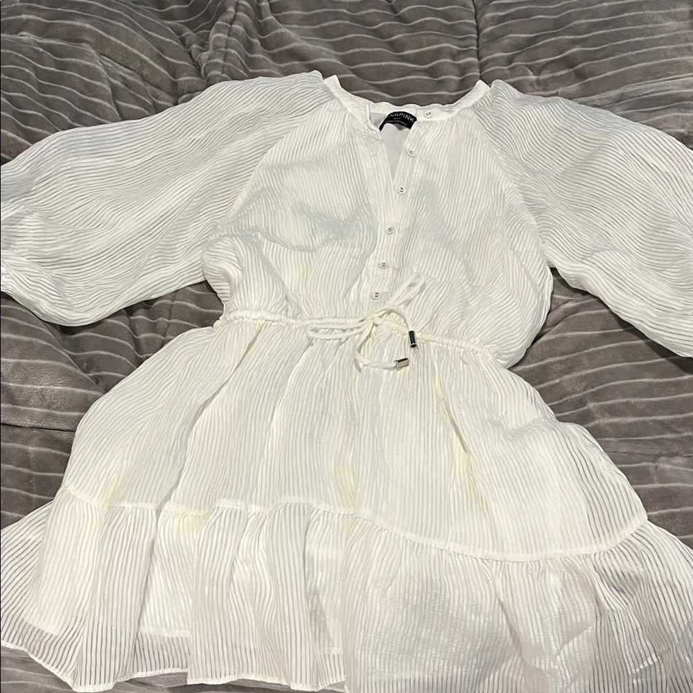 MINKPINK White Dress with tie Waist Band